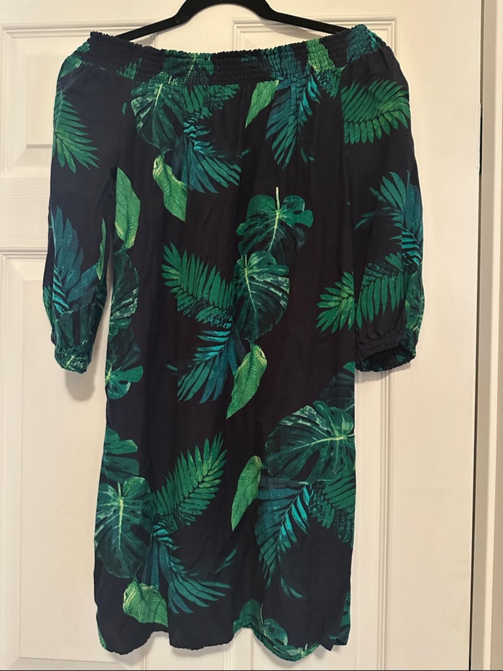 Old Navy Black Dress with Green Leaf Print